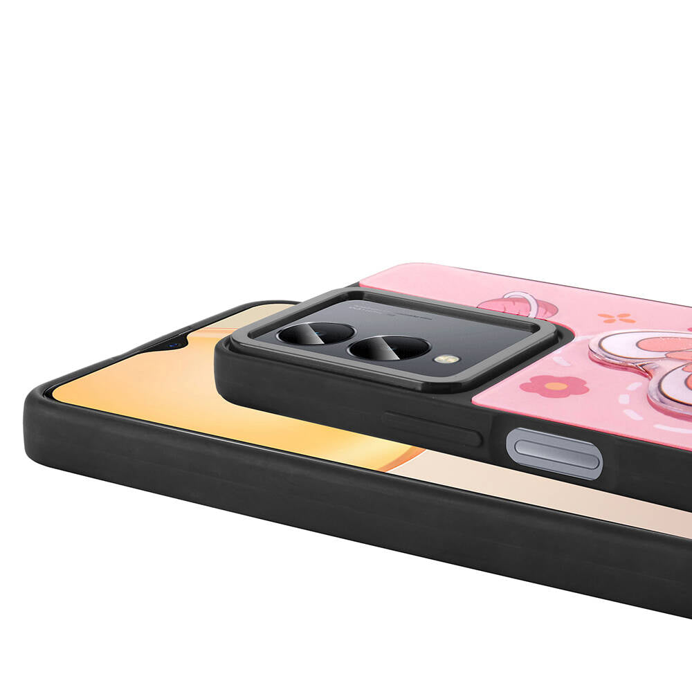 Vivo Y36 5G Kılıf Parlayan Kabartmalı İkonik Figürlü Zore Amas Silikon Kapak Beyaz