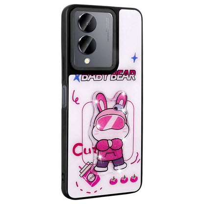 Vivo Y36 5G Kılıf Parlayan Kabartmalı İkonik Figürlü Zore Amas Silikon Kapak Beyaz