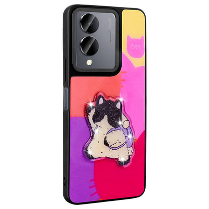 Vivo Y36 5G Kılıf Parlayan Kabartmalı İkonik Figürlü Zore Amas Silikon Kapak Siyah