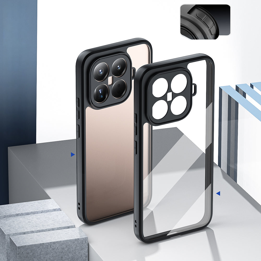 Xiaomi 15T Pro Kılıf Kamera Korumalı Şeffaf Arka Yüzey Zore New Roll Kapak Siyah