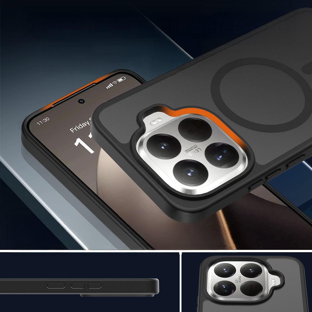 Xiaomi 15T Pro Kılıf Sert PC Arka Yüzey Wireless Şarj Özellikli Zore Flet M-safe Kapak Siyah