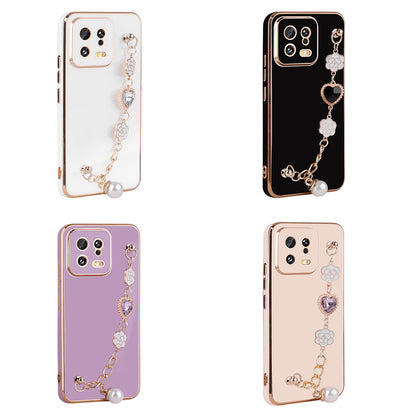 Xiaomi Mi 13 Kılıf El Tutamaçlı Kamera Korumalı Zore Taka Silikon Kapak Pembe