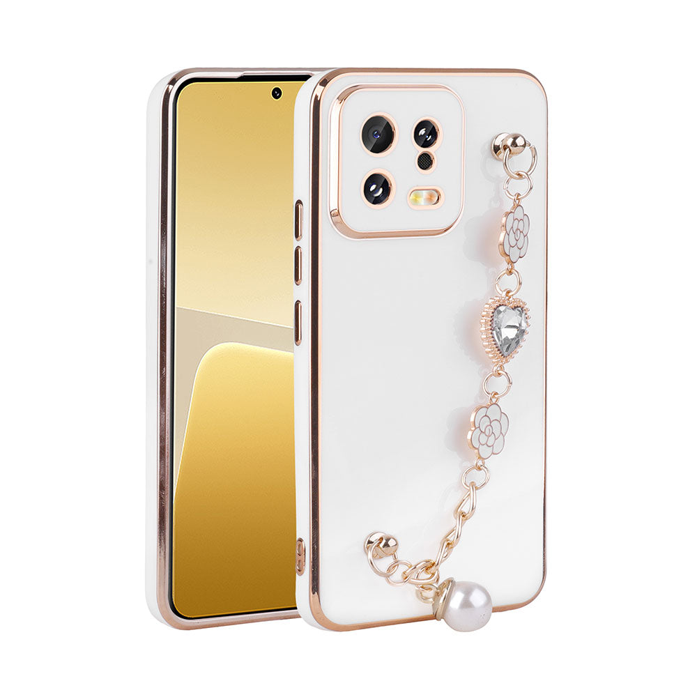 Xiaomi Mi 13 Kılıf El Tutamaçlı Kamera Korumalı Zore Taka Silikon Kapak Beyaz