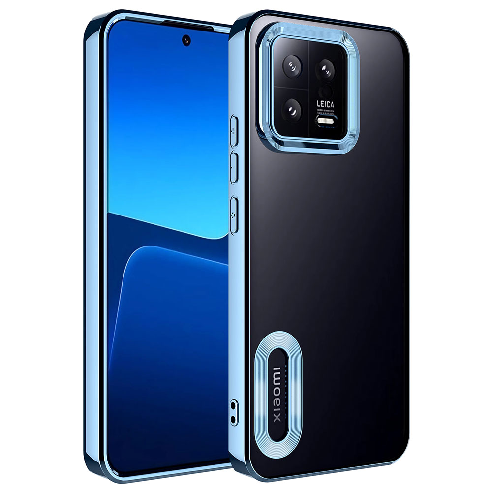 Xiaomi Mi 13 Kılıf Kamera Korumalı Logo Gösteren Zore Omega Kapak Mavi