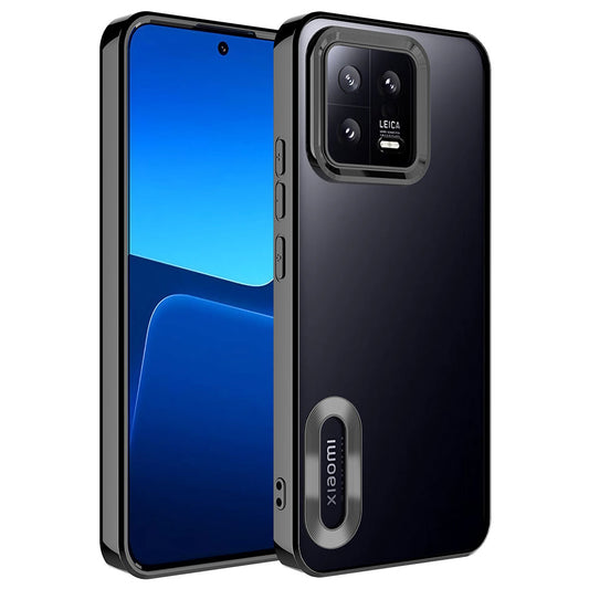 Xiaomi Mi 13 Kılıf Kamera Korumalı Logo Gösteren Zore Omega Kapak Siyah