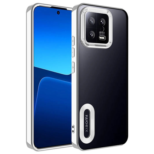 Xiaomi Mi 13 Kılıf Kamera Korumalı Logo Gösteren Zore Omega Kapak Gümüş