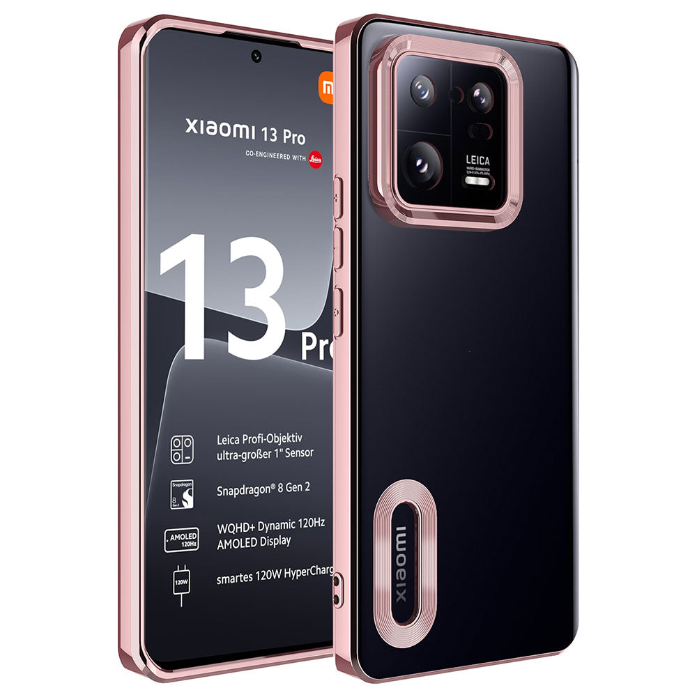 Xiaomi Mi 13 Pro Kılıf Kamera Korumalı Logo Gösteren Zore Omega Kapak Rose Gold