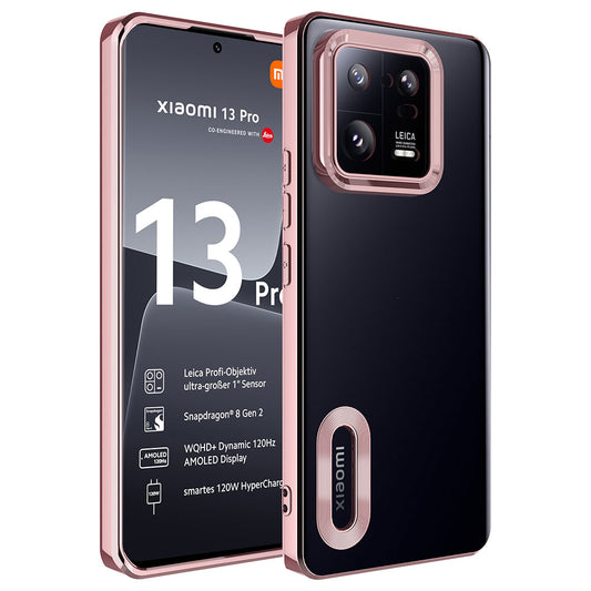 Xiaomi Mi 13 Pro Kılıf Kamera Korumalı Logo Gösteren Zore Omega Kapak Rose Gold
