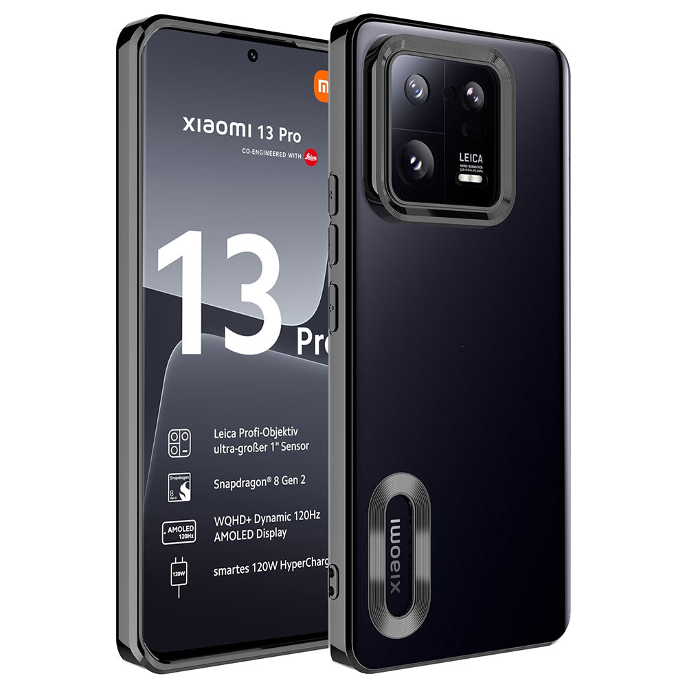 Xiaomi Mi 13 Pro Kılıf Kamera Korumalı Logo Gösteren Zore Omega Kapak Siyah