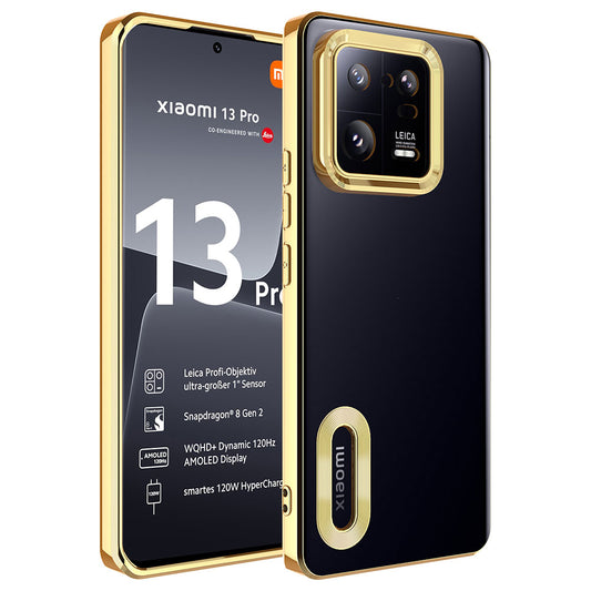 Xiaomi Mi 13 Pro Kılıf Kamera Korumalı Logo Gösteren Zore Omega Kapak Gold