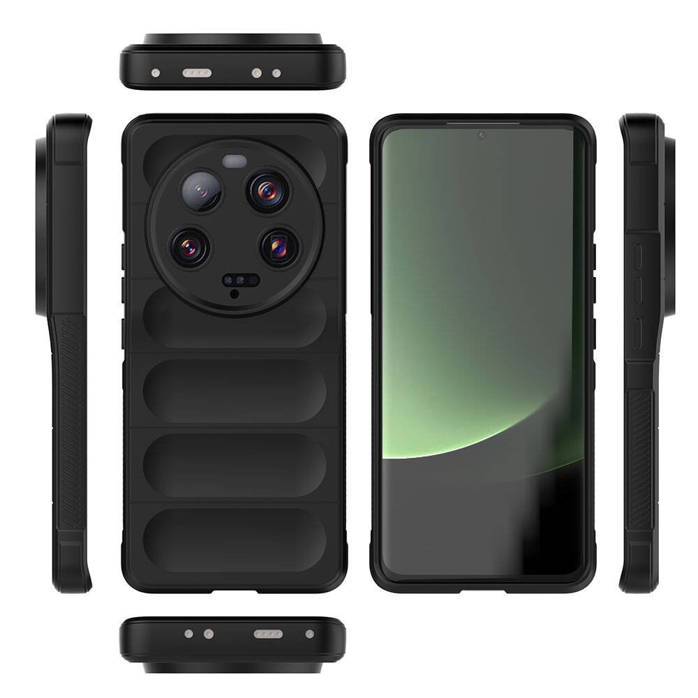 Xiaomi Mi 13 Ultra Kılıf Esnek TPU Oyuklu Arka Yüzey Tasarımlı Zore Etnik Silikon Kapak Koyu Yeşil