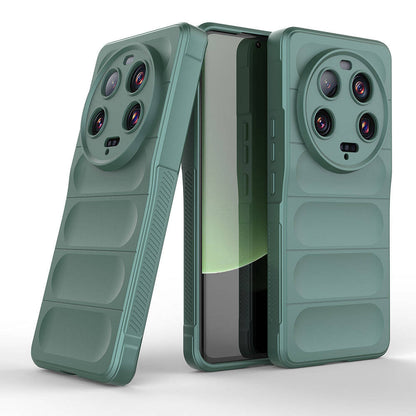 Xiaomi Mi 13 Ultra Kılıf Esnek TPU Oyuklu Arka Yüzey Tasarımlı Zore Etnik Silikon Kapak Koyu Yeşil