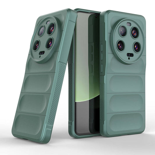 Xiaomi Mi 13 Ultra Kılıf Esnek TPU Oyuklu Arka Yüzey Tasarımlı Zore Etnik Silikon Kapak Koyu Yeşil