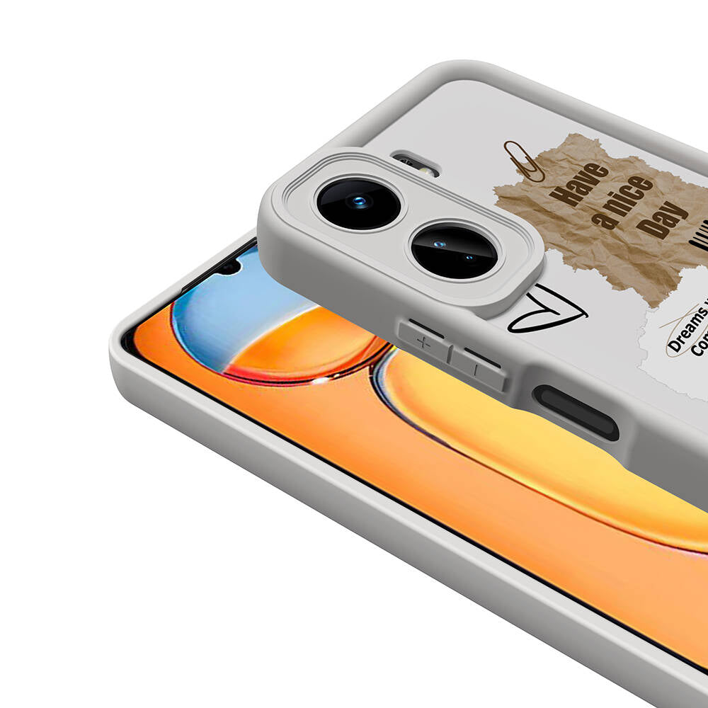 Xiaomi Mi 13T Kılıf Kamera Korumalı Baskılı Arka Yüzey Zore Klas Kapak Açık Kahve