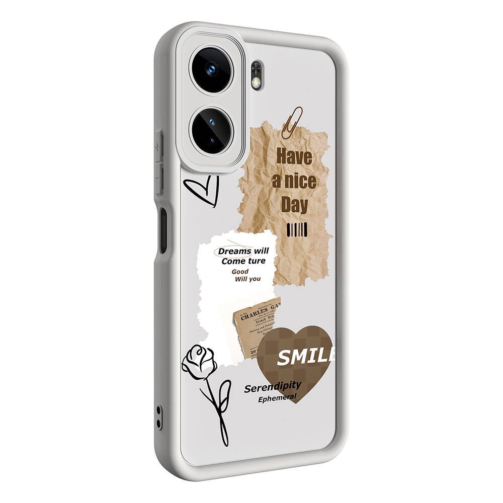 Xiaomi Mi 13T Kılıf Kamera Korumalı Baskılı Arka Yüzey Zore Klas Kapak Beyaz