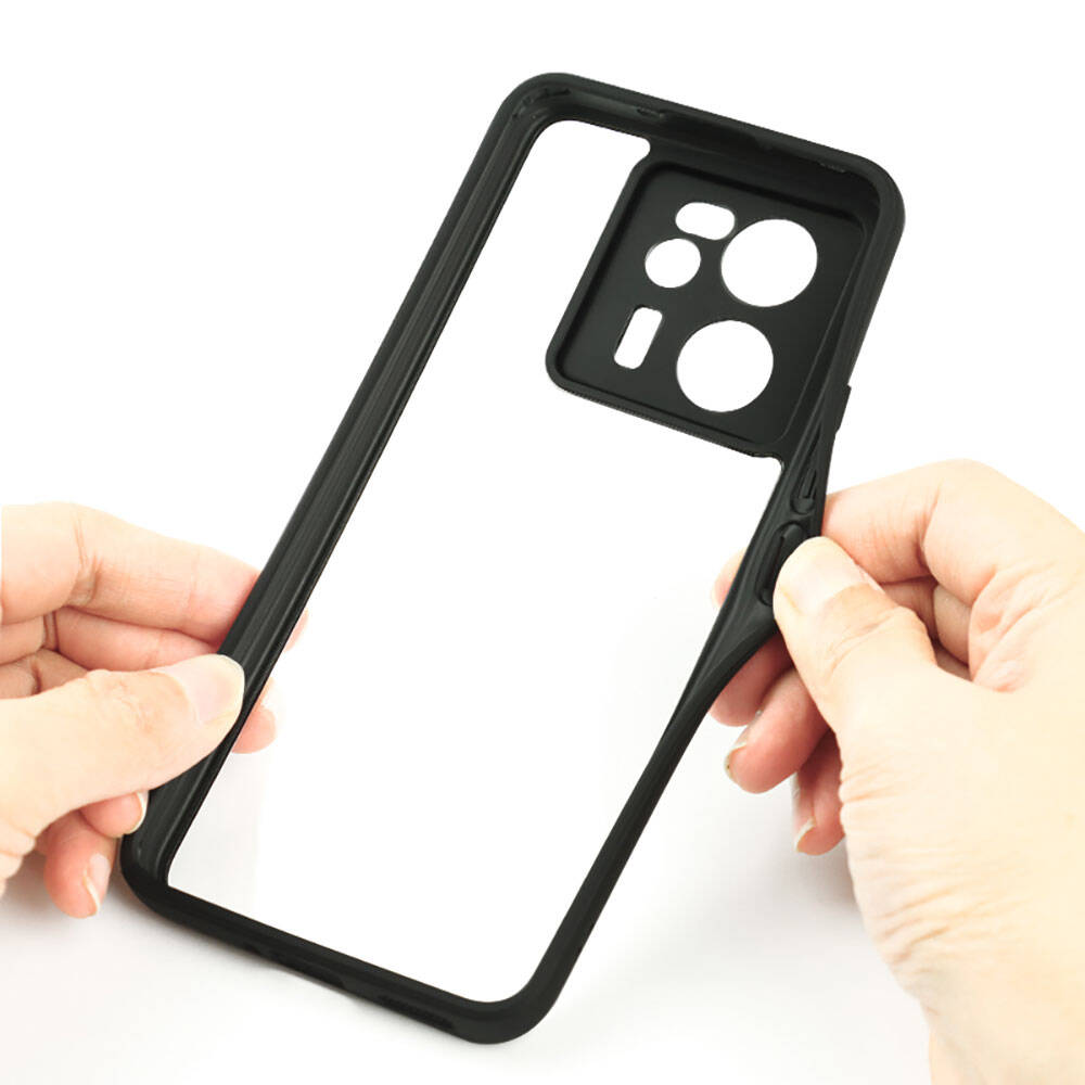 Xiaomi Mi 13T Kılıf Kamera Korumalı Şeffaf Arka Yüzey Zore New Roll Kapak Siyah