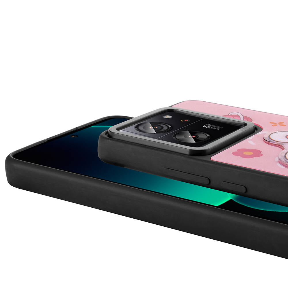 Xiaomi Mi 13T Kılıf Parlayan Kabartmalı İkonik Figürlü Zore Amas Silikon Kapak Siyah