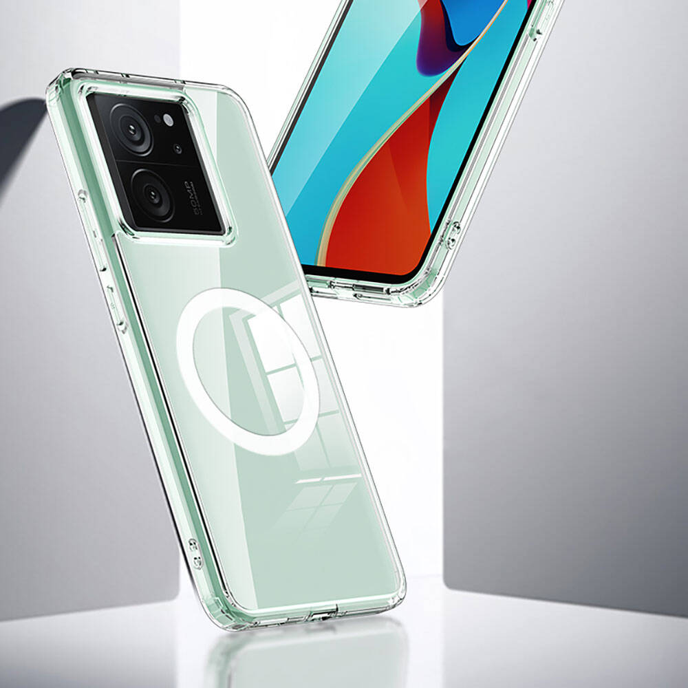 Xiaomi Mi 13T Kılıf Sert PC Arka Yüzey Wireless Şarj Özellikli Zore Flet M-safe Kapak Renksiz