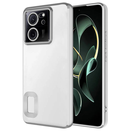 Xiaomi Mi 13T Pro Kılıf Kamera Korumalı Logo Gösteren Zore Omega Kapak Gümüş