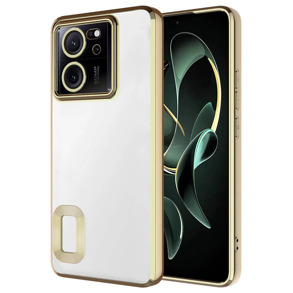 Xiaomi Mi 13T Pro Kılıf Kamera Korumalı Logo Gösteren Zore Omega Kapak Gold