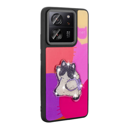 Xiaomi Mi 13T Pro Kılıf Parlayan Kabartmalı İkonik Figürlü Zore Amas Silikon Kapak Mor