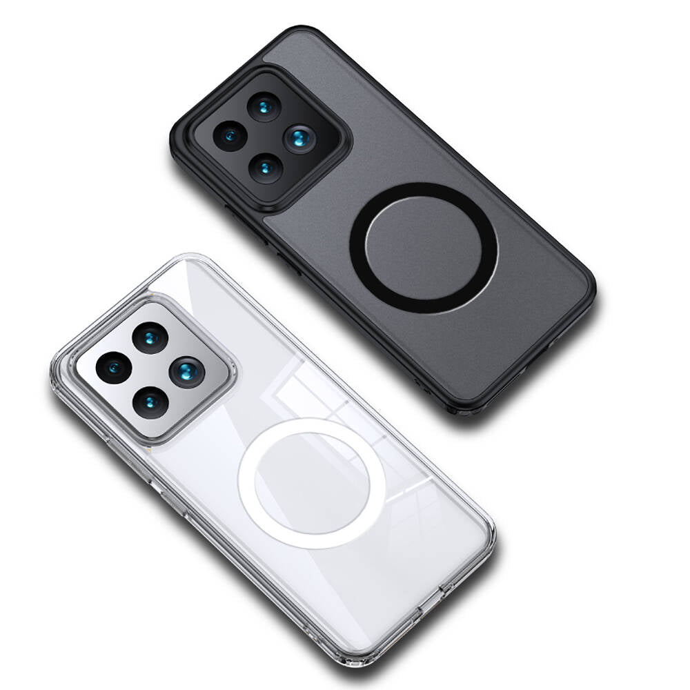 Xiaomi Mi 14 Kılıf Sert PC Arka Yüzey Wireless Şarj Özellikli Zore Flet M-safe Kapak Siyah