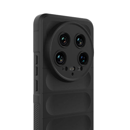 Xiaomi Mi 14 Ultra Kılıf Esnek TPU Oyuklu Arka Yüzey Tasarımlı Zore Etnik Silikon Kapak Koyu Yeşil