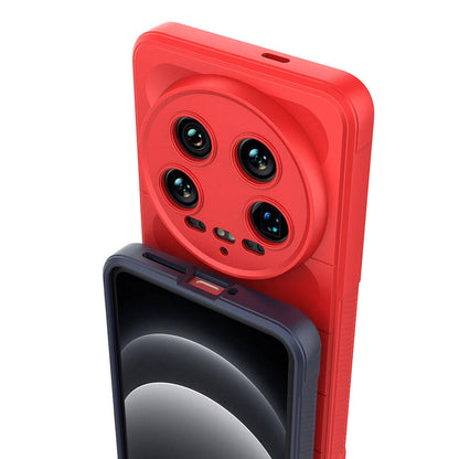 Xiaomi Mi 14 Ultra Kılıf Esnek TPU Oyuklu Arka Yüzey Tasarımlı Zore Etnik Silikon Kapak Koyu Yeşil