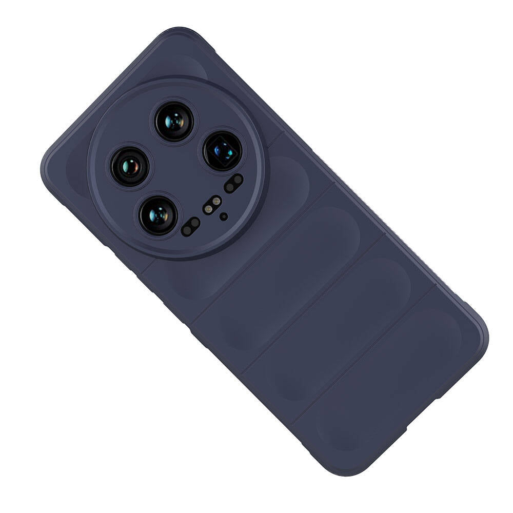 Xiaomi Mi 14 Ultra Kılıf Esnek TPU Oyuklu Arka Yüzey Tasarımlı Zore Etnik Silikon Kapak Lacivert