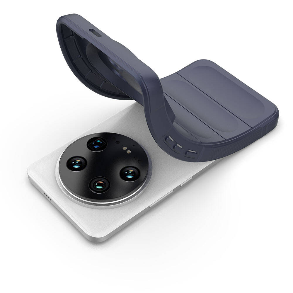 Xiaomi Mi 14 Ultra Kılıf Esnek TPU Oyuklu Arka Yüzey Tasarımlı Zore Etnik Silikon Kapak Lacivert