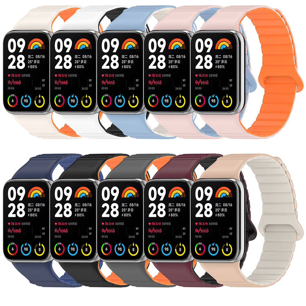 Xiaomi Mi Band 8 Pro Silikon Kordon Zore KRD-105 Strap Kayış Pembe-Mavi