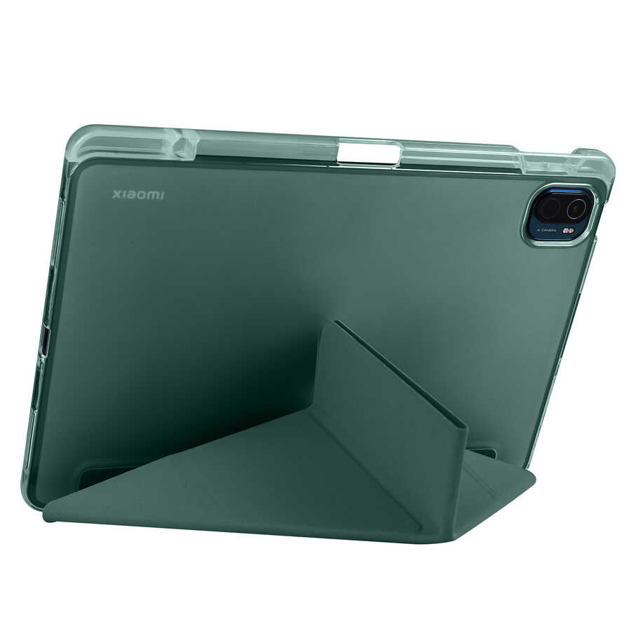 Xiaomi Mi Pad 5 Kılıf Zore Tri Folding Kalem Bölmeli Standlı Kılıf Rose Gold