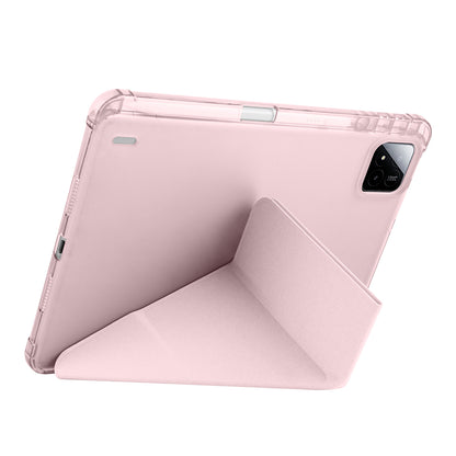 Xiaomi Pad 7 Kılıf Zore Tri Folding Kalem Bölmeli Standlı Kılıf Rose Gold