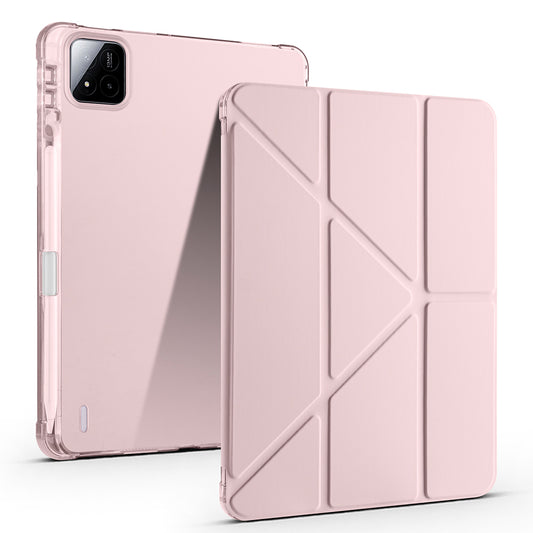 Xiaomi Pad 7 Kılıf Zore Tri Folding Kalem Bölmeli Standlı Kılıf Rose Gold