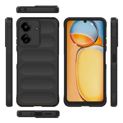 Xiaomi Poco C65 Kılıf Esnek TPU Oyuklu Arka Yüzey Tasarımlı Zore Etnik Silikon Kapak Siyah
