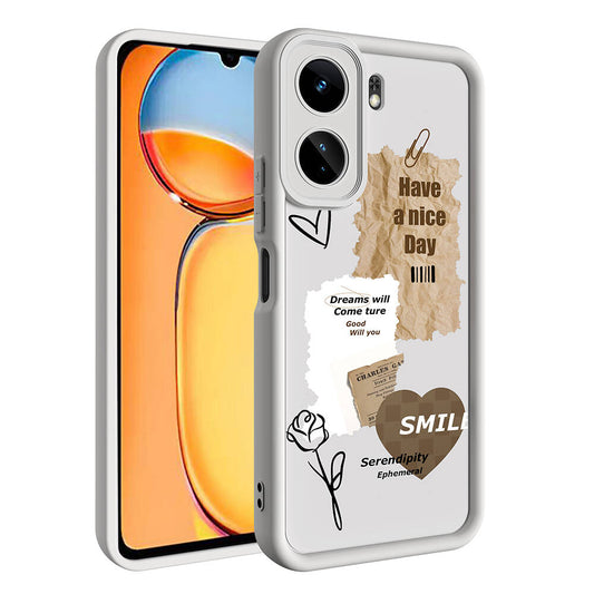 Xiaomi Poco C65 Kılıf Kamera Korumalı Baskılı Arka Yüzey Zore Klas Kapak Açık Kahve