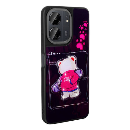 Xiaomi Poco C65 Kılıf Parlayan Kabartmalı İkonik Figürlü Zore Amas Silikon Kapak Beyaz