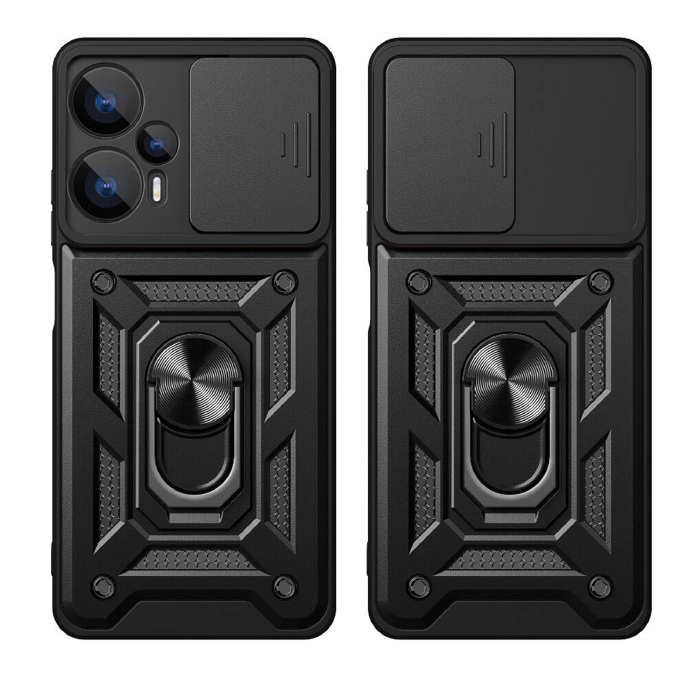 Xiaomi Poco F5 Kılıf Magnetik Standlı Kamera Korumalı Zore Sürgülü Vega Kapak Mavi