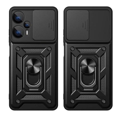 Xiaomi Poco F5 Kılıf Magnetik Standlı Kamera Korumalı Zore Sürgülü Vega Kapak Siyah