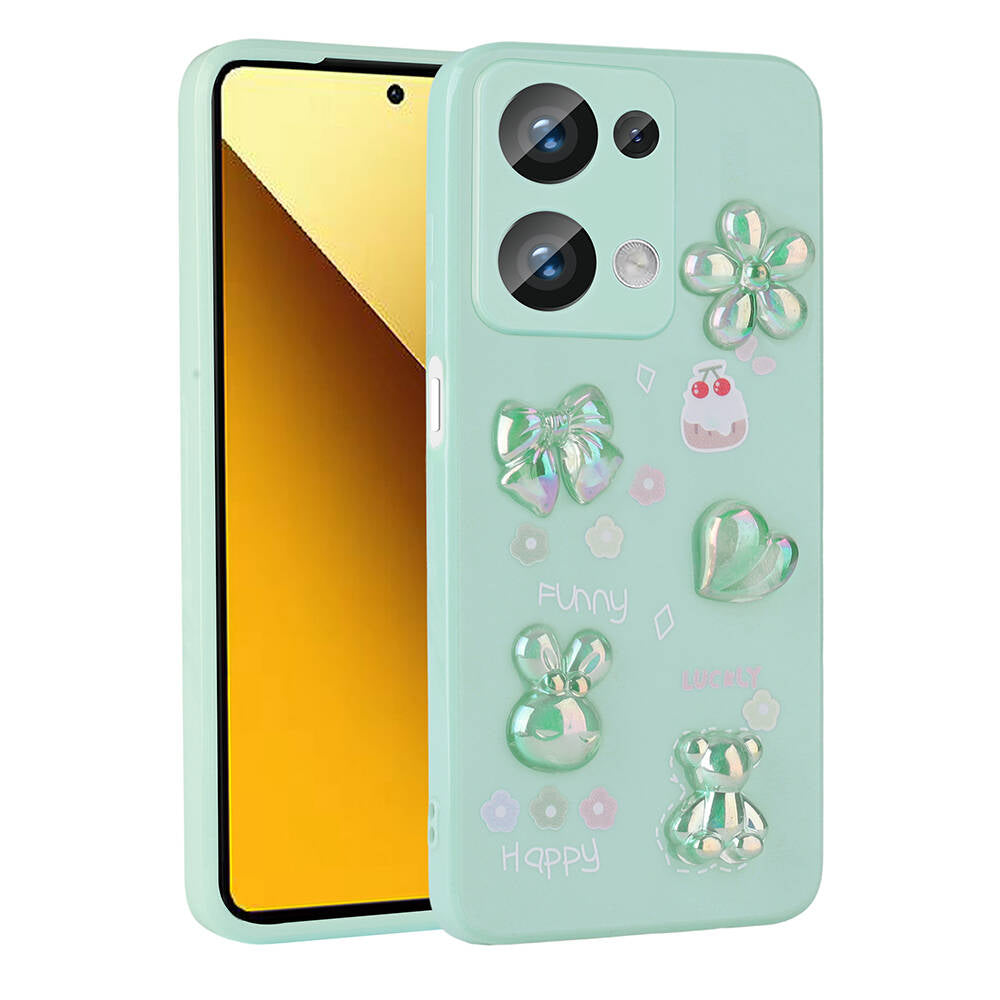 Xiaomi Poco M6 Pro 4G Kılıf Kabartma Figürlü Parlak Zore Toys Silikon Kapak Pembe