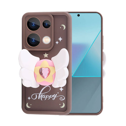 Xiaomi Poco M6 Pro 4G Kılıf Kamera Korumalı Figür Tasarımlı Zore Kapya Kapak Pembe Koyu