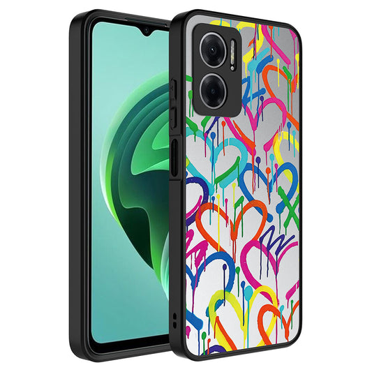 Xiaomi Redmi 10 5G Kılıf Aynalı Desenli Kamera Korumalı Parlak Zore Mirror Kapak Kalp