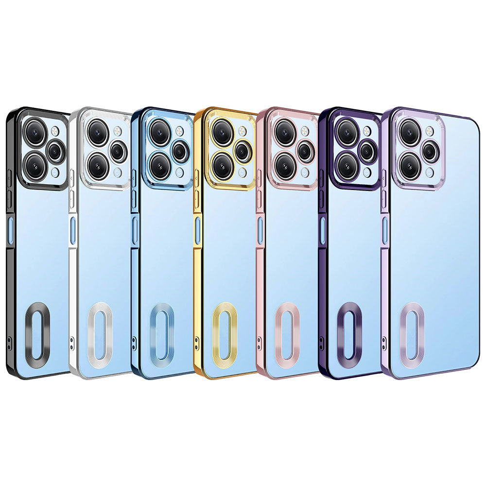 Xiaomi Redmi 12 Kılıf Kamera Korumalı Logo Gösteren Zore Omega Kapak Gümüş