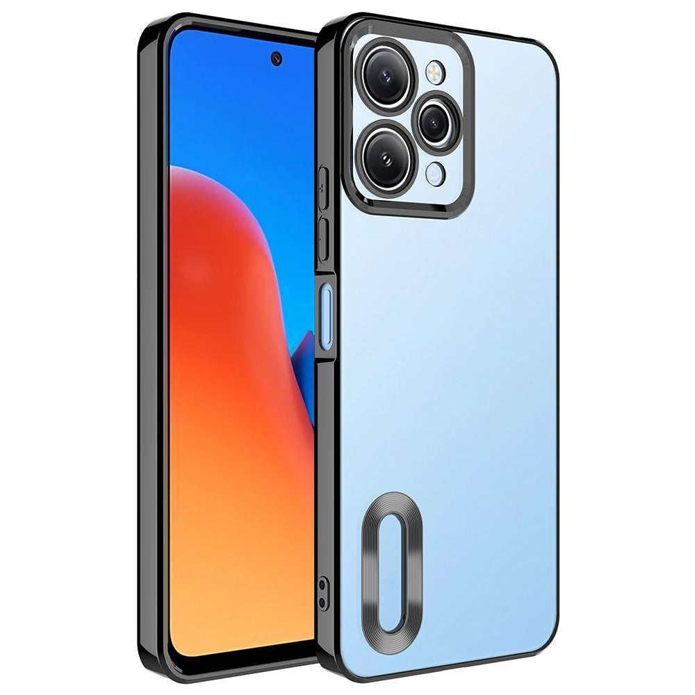 Xiaomi Redmi 12 Kılıf Kamera Korumalı Logo Gösteren Zore Omega Kapak Siyah