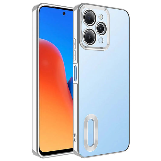 Xiaomi Redmi 12 Kılıf Kamera Korumalı Logo Gösteren Zore Omega Kapak Gümüş