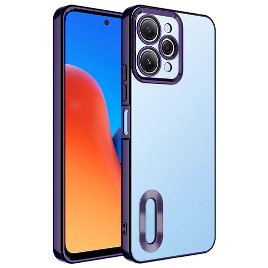 Xiaomi Redmi 12 Kılıf Kamera Korumalı Logo Gösteren Zore Omega Kapak Derin Mor