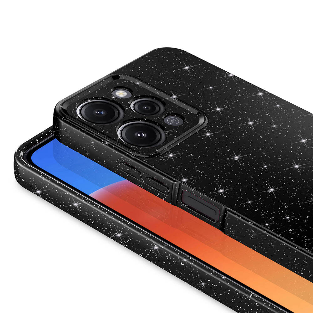 Xiaomi Redmi 12 Kılıf Kamera Korumalı Simli Lüks Zore Koton Kapak Turuncu