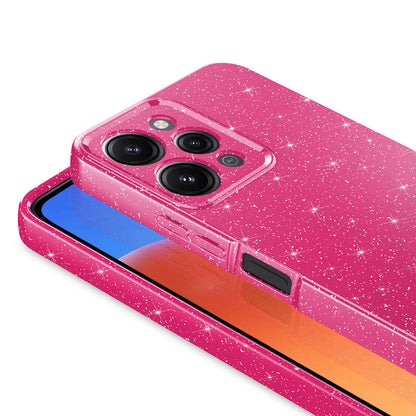 Xiaomi Redmi 12 Kılıf Kamera Korumalı Simli Lüks Zore Koton Kapak Pembe Koyu