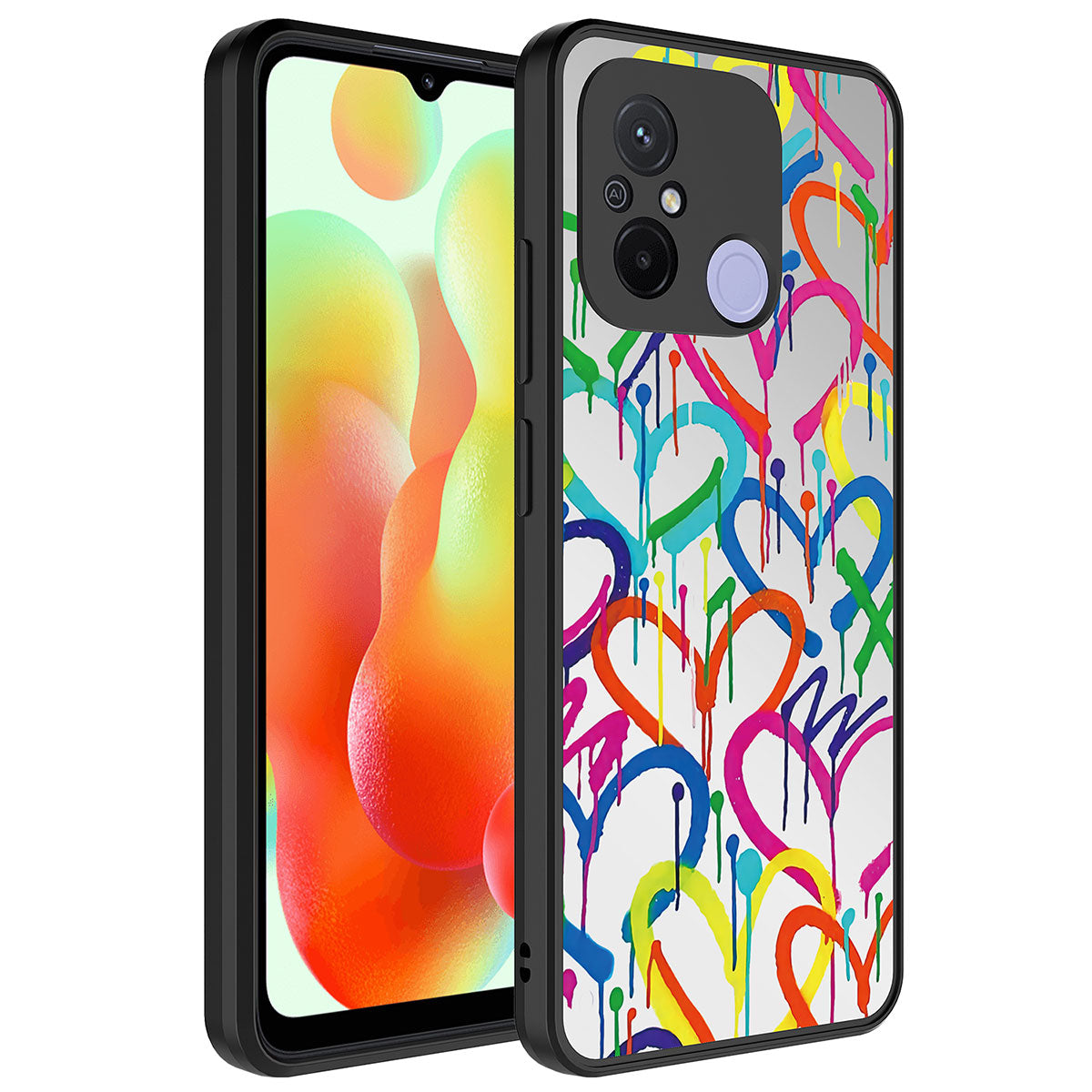 Xiaomi Redmi 12C Kılıf Aynalı Desenli Kamera Korumalı Parlak Zore Mirror Kapak Kalp