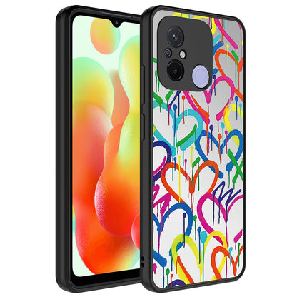 Xiaomi Redmi 12C Kılıf Aynalı Desenli Kamera Korumalı Parlak Zore Mirror Kapak Kalp